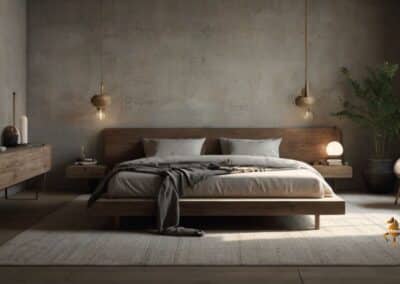 modern minimalist wabi sabi condominium Bedroom interior design idea